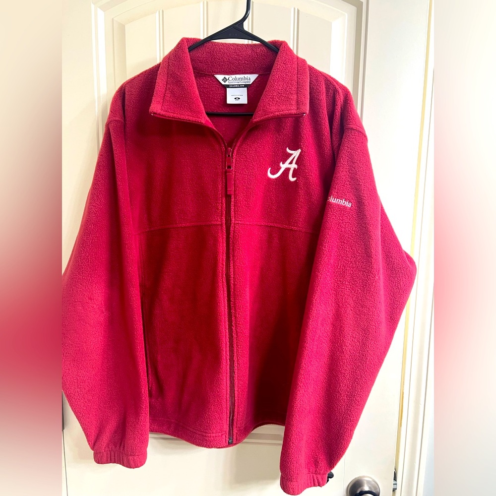 Columbia Crimson Full-Zip Fleece Jacket with Script A - Alabama Logo